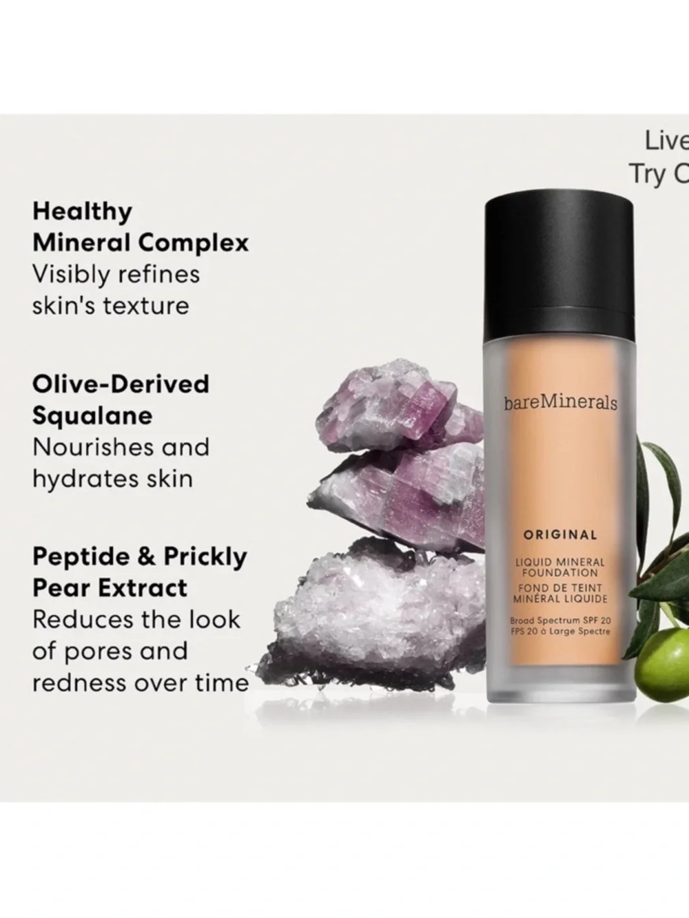 bareMinerals ORIGINAL Liquid Mineral Foundation SPF 20 Light 08 $39 NIB